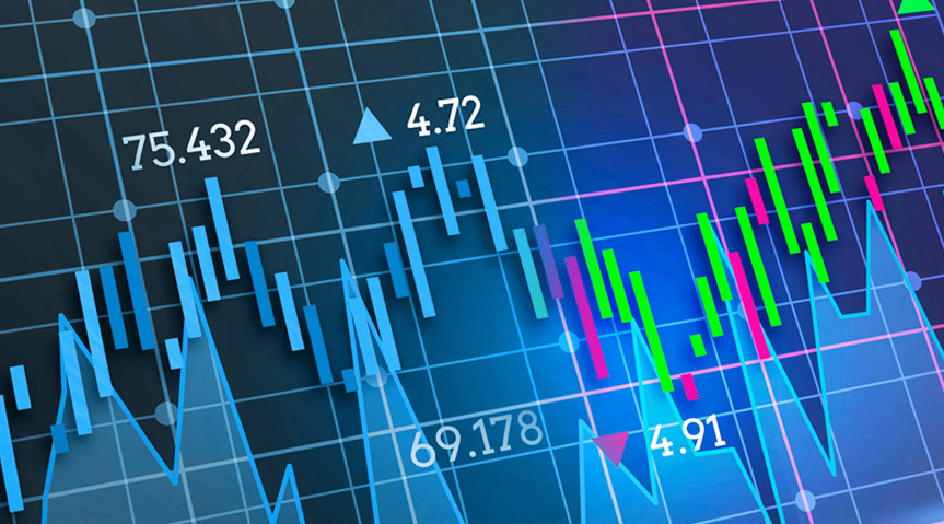 Fixed income trading platform interface with candlestick charts and bond issuance data